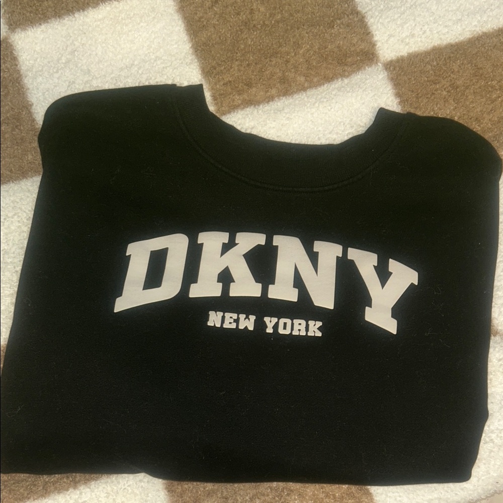 DKNY Black Crewneck with White Arch Logo